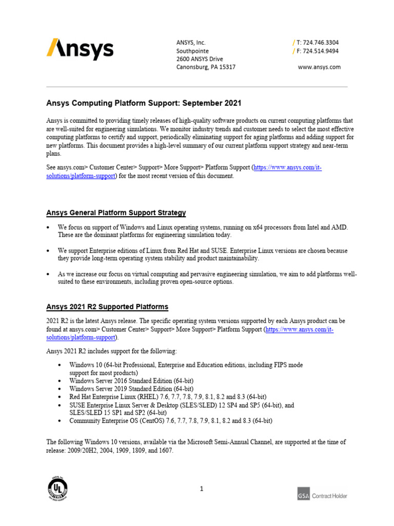 Ansys Platform Support Strategy & Plans September 2021 | PDF ...