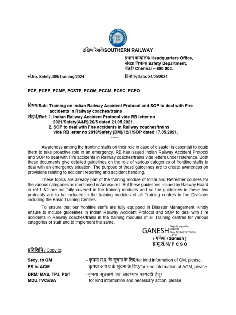 Railway Accident Protocol Training | PDF | Train | Conductor (Rail)