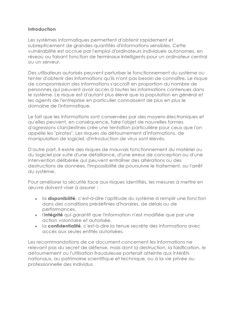 Sécurisation des Informations Sensibles | PDF | Information classée ...