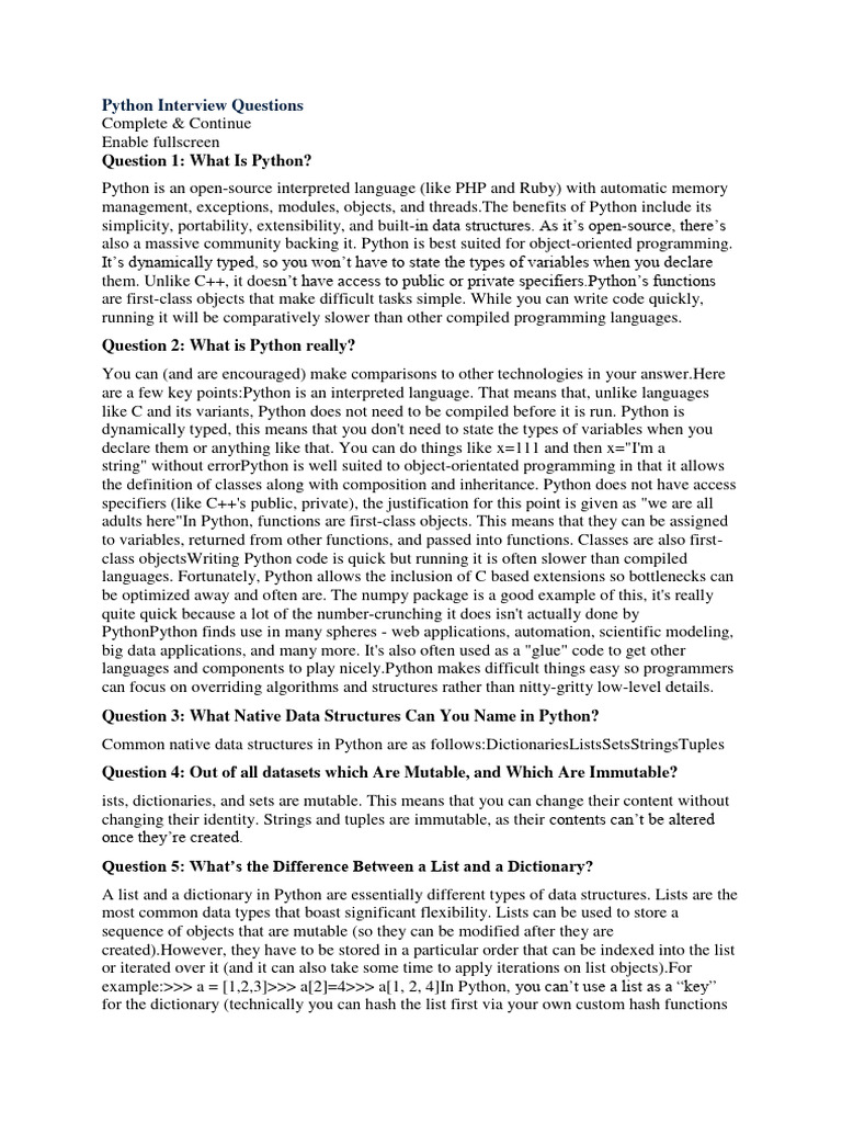 Python interview questions download free pdf control flow python