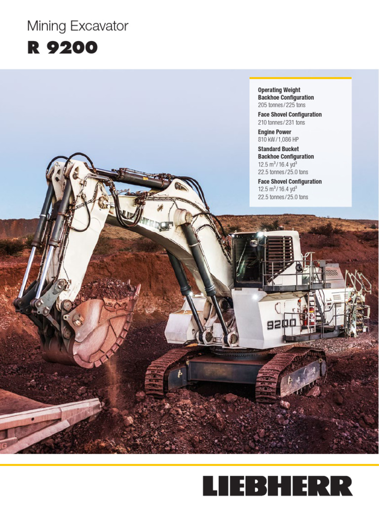 Liebherr R 9200 Mining Excavator Specs | PDF | Engines | Electric Motor