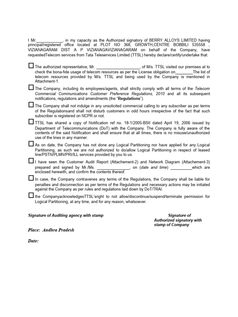 Telecom Compliance Declaration | PDF | Telecommunications | Service ...
