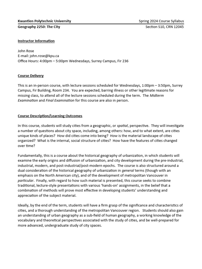 G2250 S10 Course Syllabus Spring 2024 | PDF | Career & Growth