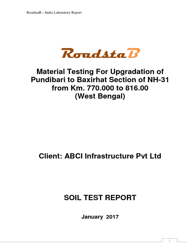 Soil Testing Report for NH-31 Upgrade | PDF | Natural Materials | Soil
