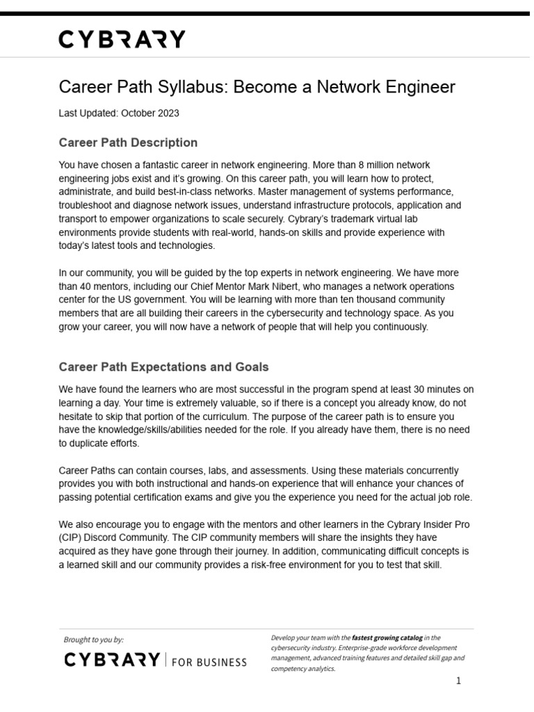 Network Engineer Career Path Syllabus | PDF | Cisco Certifications ...