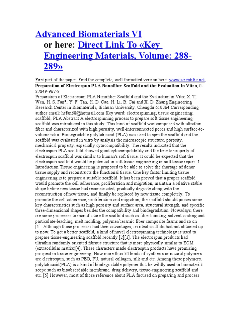 Advanced Bio Materials VI | PDF | Tissue Engineering | Extracellular Matrix