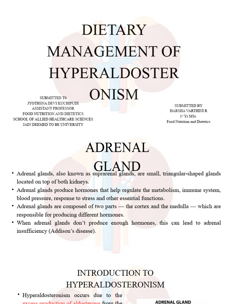 Dietary Management of Hyperaldosteronism PDF Adrenal Gland