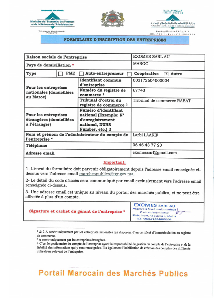Formulaire Exomes | PDF