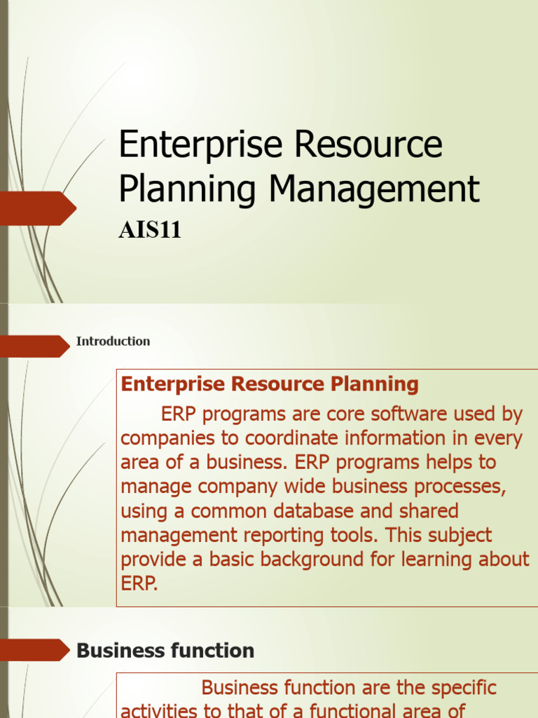 Enterprise Resource Planning Management | PDF | Enterprise Resource ...