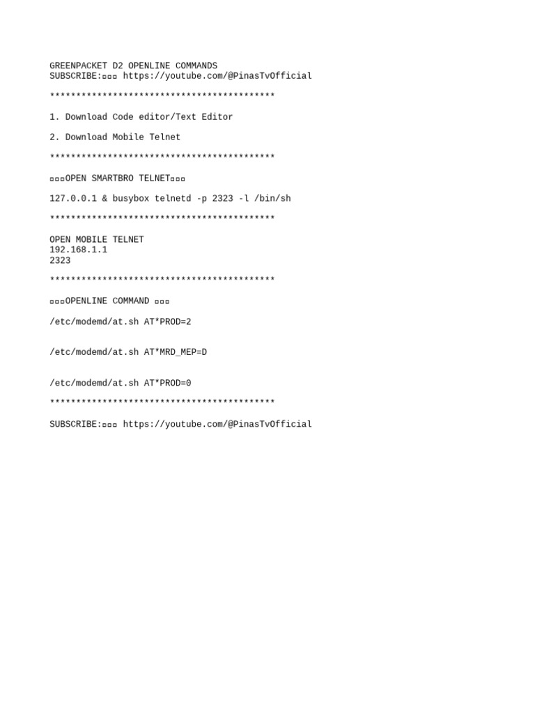 Greenpacket D2 Openline Commands Guide | PDF | Computers | Technology ...