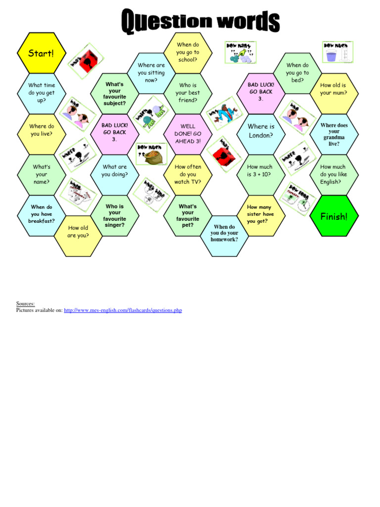 WH Questions Board Game Guide | PDF