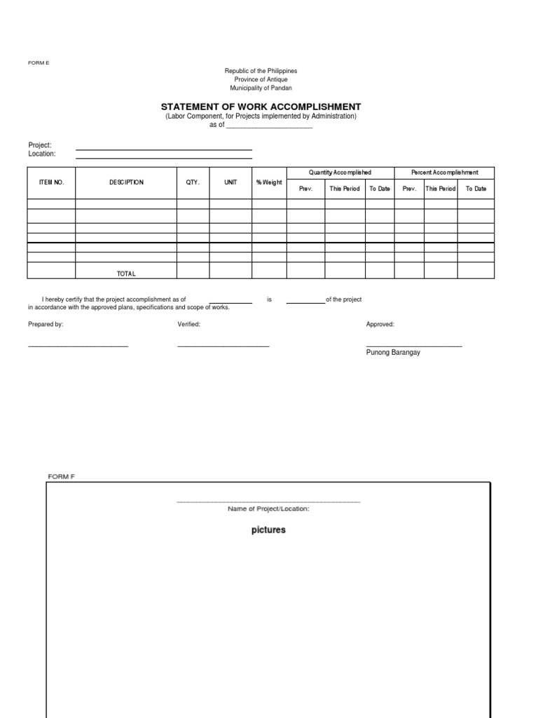 Statement of Work Accomplishment | PDF