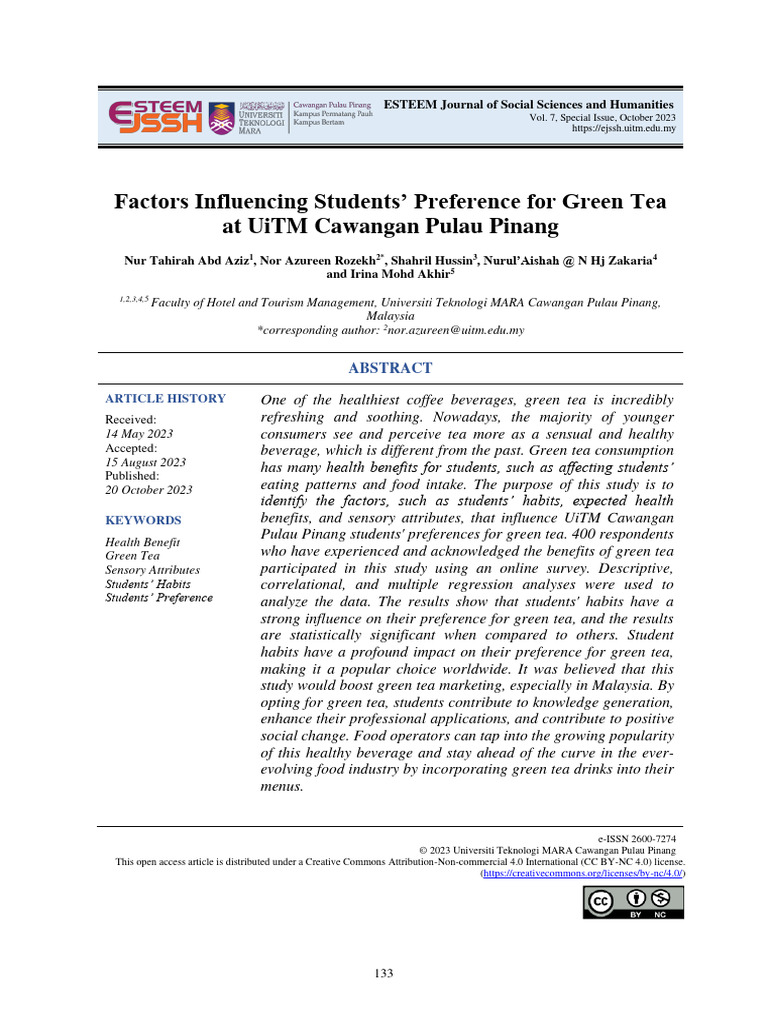 Factors Influencing Green Tea Preference | PDF | Green Tea | Drink