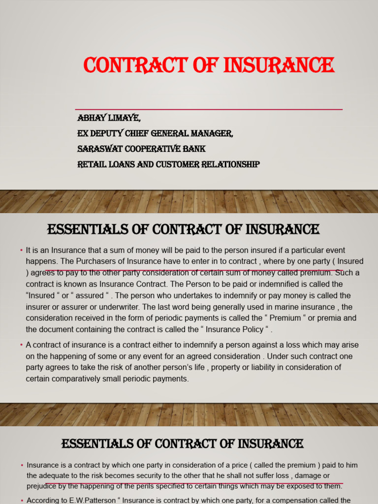 Essentials of Insurance Contracts Explained | PDF | Insurance | Life ...