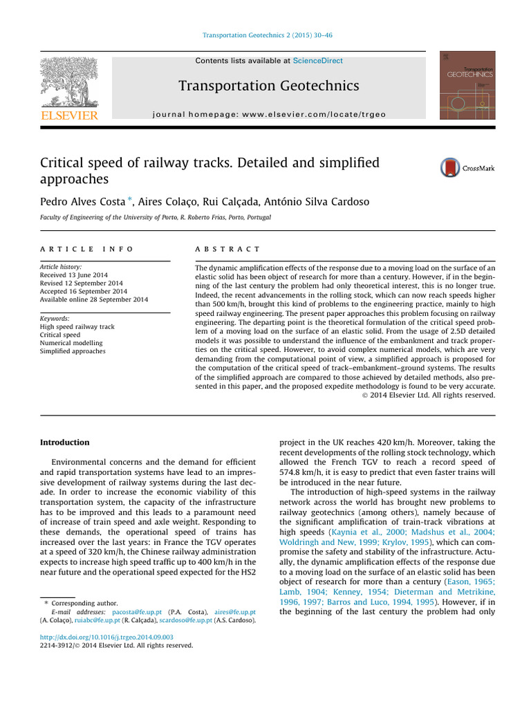 Critical Speed in High-Speed Railways | PDF | Waves | High Speed Rail