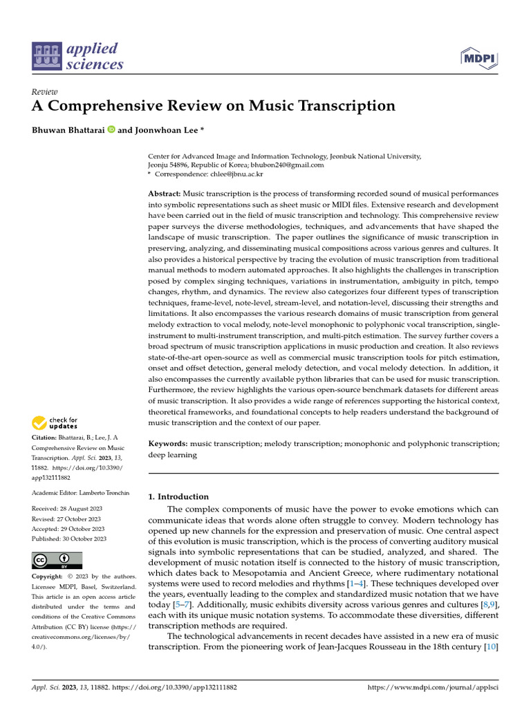 A Comprehensive Review On Music Transcription | PDF | Singing | Pitch ...