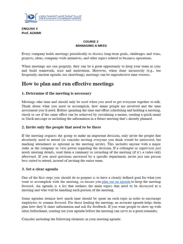 Effective Meeting Management Tips | PDF | Human Communication | Social ...