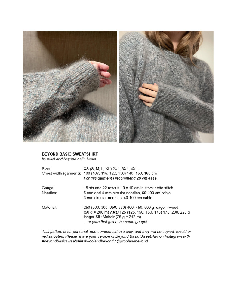 Beyond Basic Sweatshirt Pattern Guide | PDF | Knitting | Basic Knitted ...