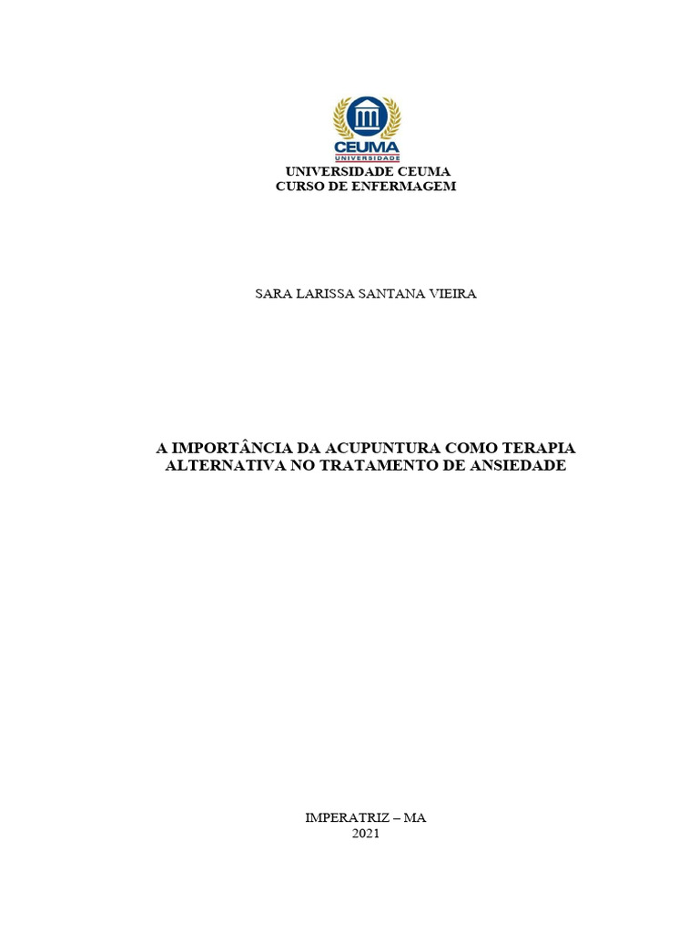 Acupuntura no Tratamento da Ansiedade | PDF | Acupuntura | Ansiedade