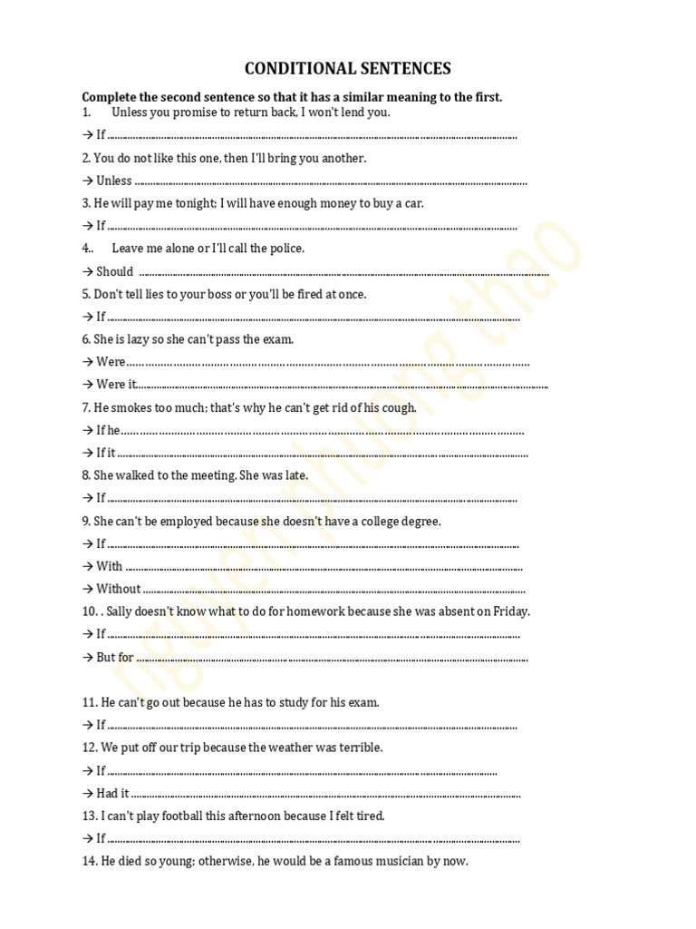 Chuyгєn д б ѓ 8 Conditional Sentence 2 Pdf