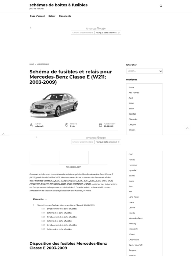 Kit Prise De Fusible Mercedes Classe E W211 - Référence OEM 2115408507 - Câblage D'origine D'occasion