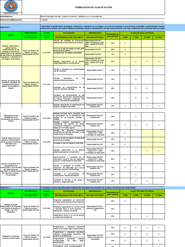 Plan de Accion 2021 | PDF | Defensa Civil