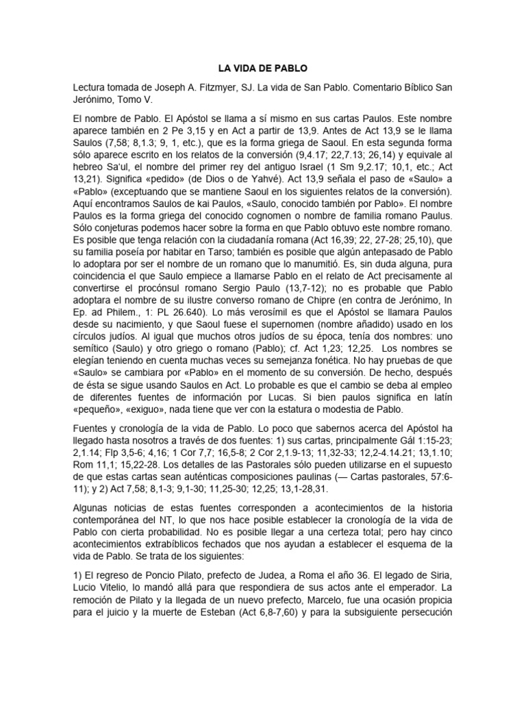 La Vida De Pablo Pdf Pablo El Apóstol Poncio Pilato