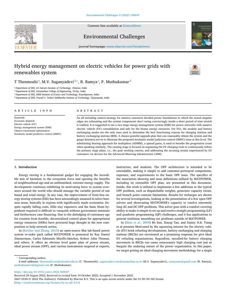 Hybrid Energy for EVs and Grids | PDF | Electric Vehicle | Smart Grid