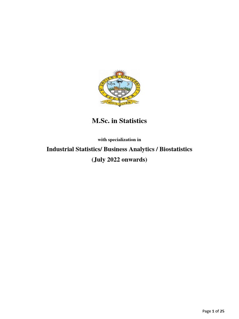 SXUK M.SC Statistics Curriculum | PDF | Statistics | Resampling ...