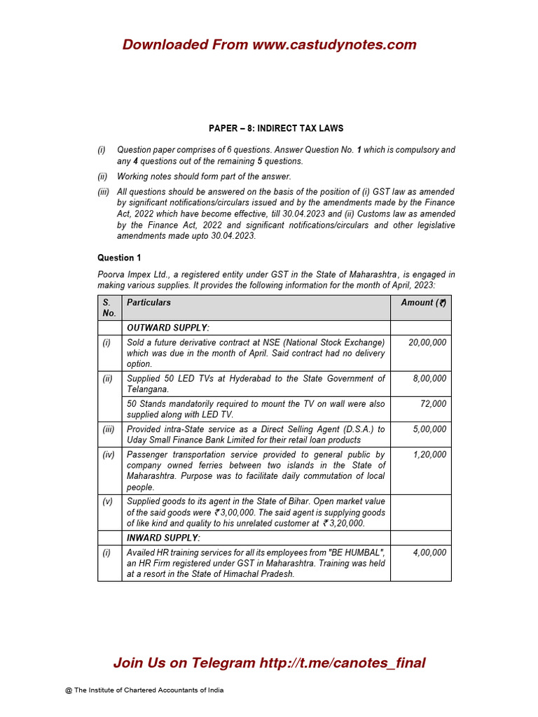 CA Final IDT Suggested Ans Nov23 Castudynotes Com | PDF | Value Added ...