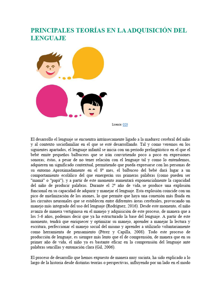 Teorías sobre la adquisición del lenguaje | PDF | Aquisición de idioma ...