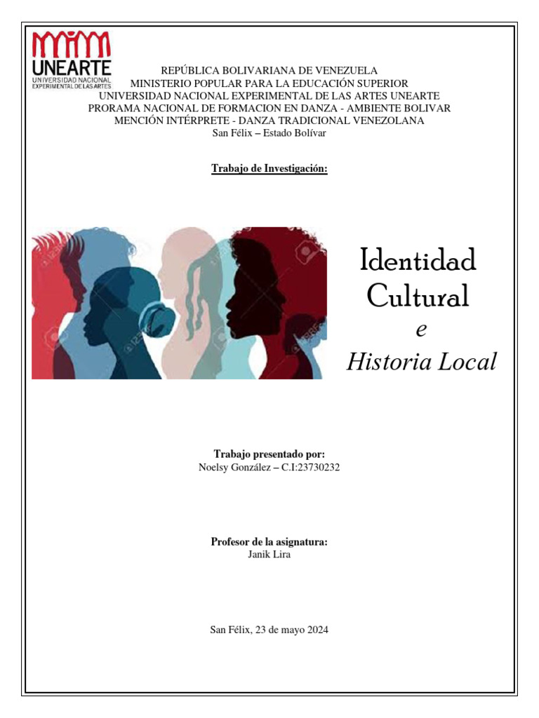 Historia Local - Identidad Cultural. Noelsy Gonzalez | PDF | Educación ...
