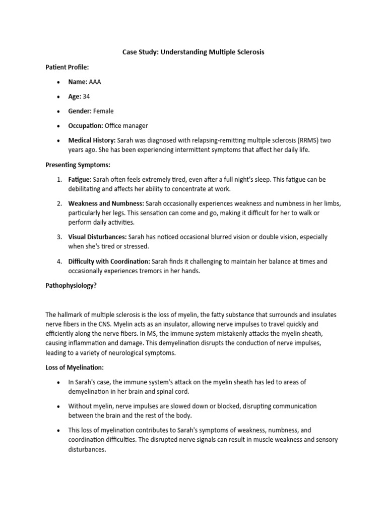 Case Study Multiple Sclerosis Download Free PDF Multiple Sclerosis