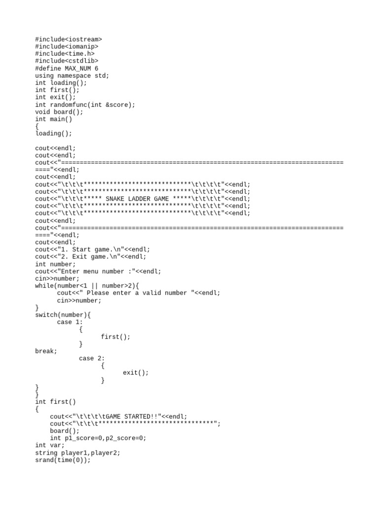 Snake and Ladder | PDF | Computer Programming | C++