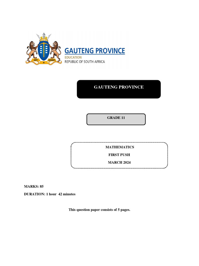 Grade 11 Mathematics March Test 2024 | PDF | Square Root | Discrete ...
