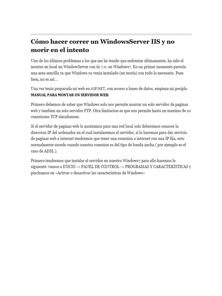 Configurar IIS 7.0 en Windows 7 | PDF | Servicios de Información de ...
