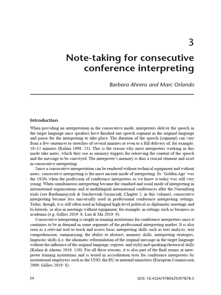 Ahrens, Barbara Orlando, Marc (2021) - Note-Taking For Consecutive ...