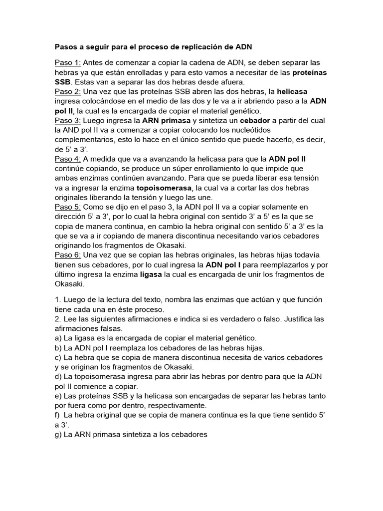 Proceso de Replicación de ADN Explicado | PDF