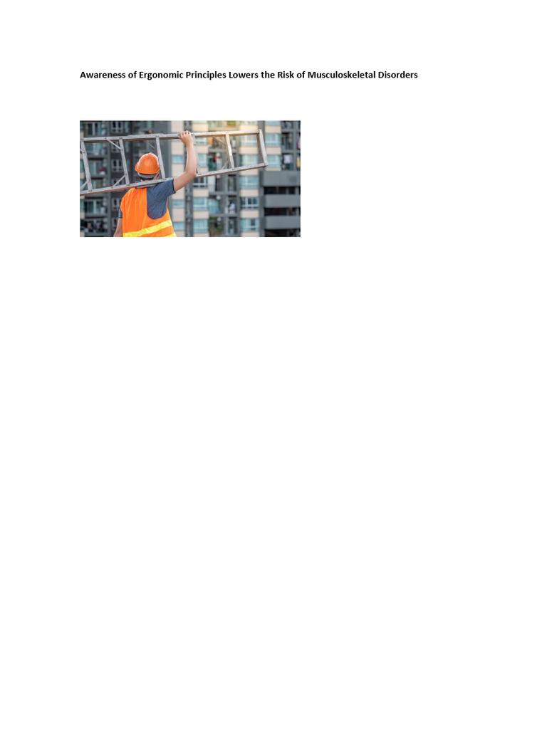 MSDs Awareness | PDF | Human Factors And Ergonomics | Labor Relations