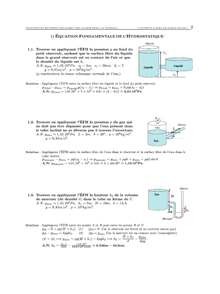MECANIQUE - DES - FLUIDES-Statique Des Fluides-Bis | PDF