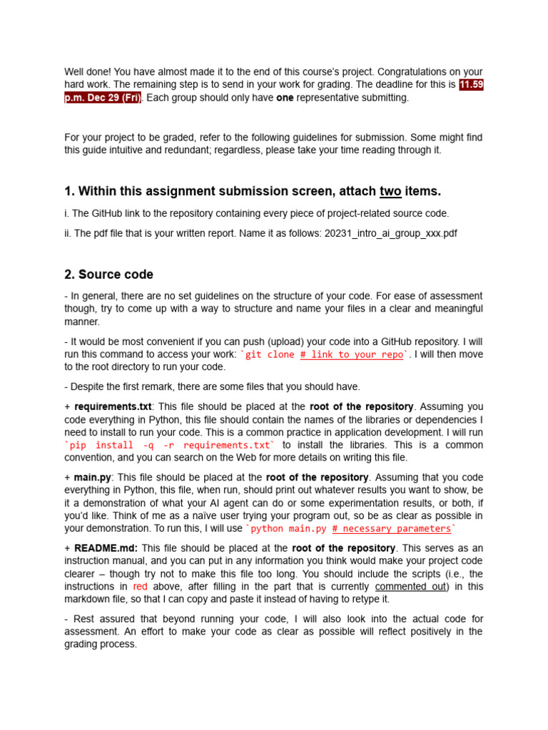 Project Submission Guidelines for AI Course | PDF | Computer Science ...