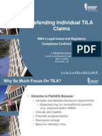 Defending Individual TILA Claims: MBA's Legal Issues and Regulatory Compliance Conference 2010