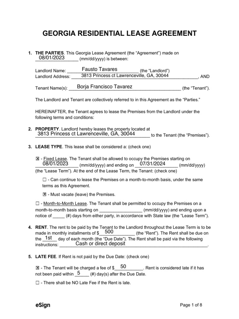 Residential Lease Agreement PDF Leasehold Estate Lease