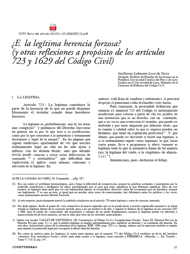 La Legítima | PDF | Herencia | Bienes (Ley)