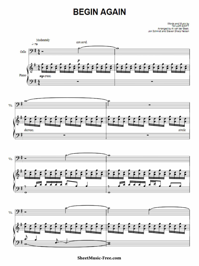 Begin Again Sheet Music The Piano Guys Sheetmusic Free Com Pdf