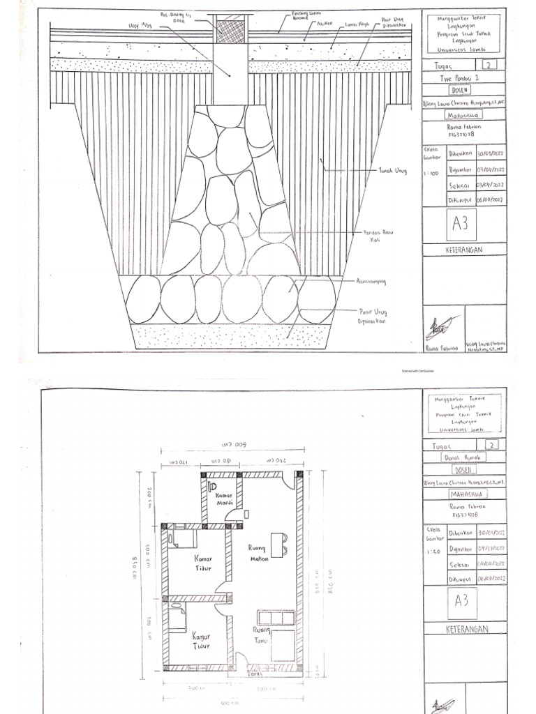Tugas Gambar Pondasi dan Denah Rumah (Rama Febrian_F1G321028_Teknik