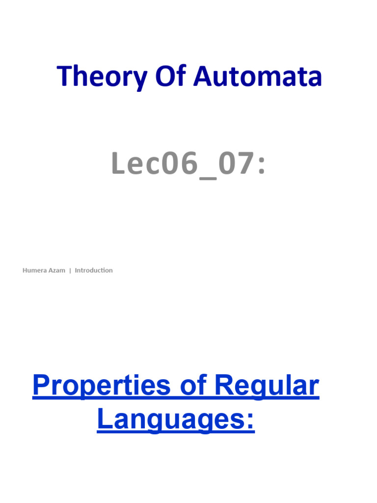 Theory of Automata6&7 | PDF | Theory Of Computation | Models Of Computation