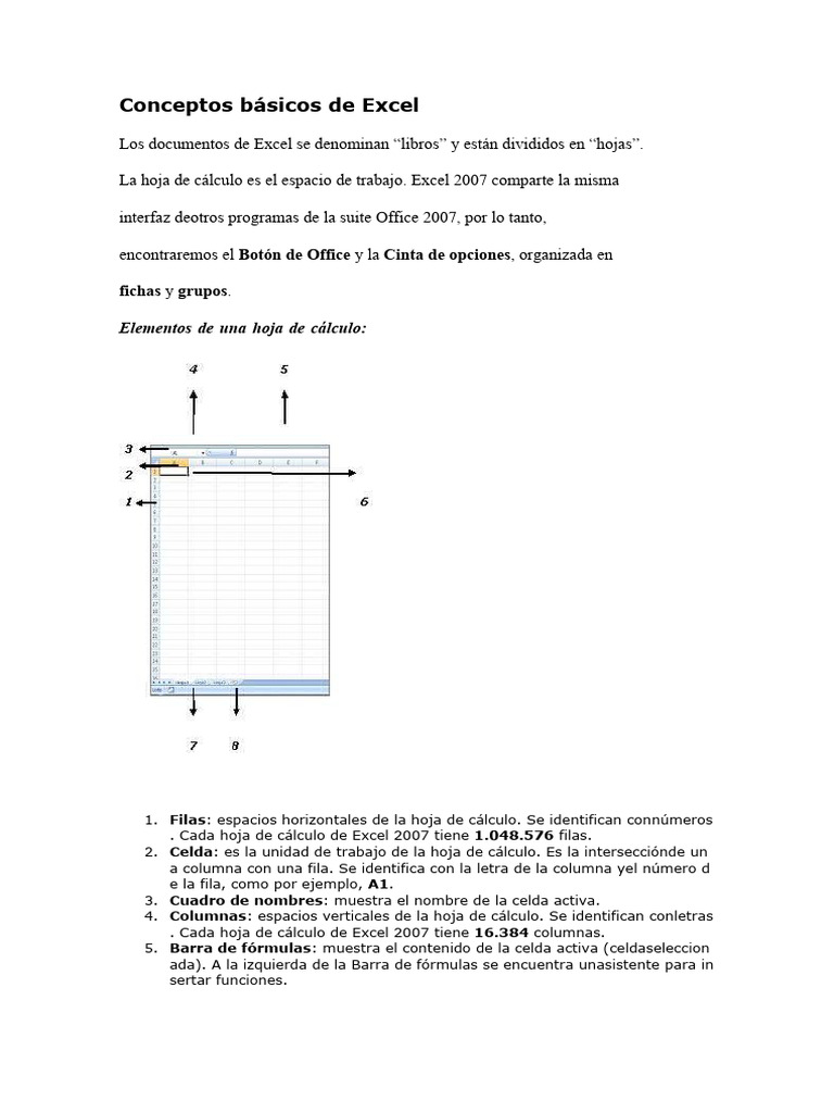 Introducción a Excel 2007: Conceptos Clave | PDF | Hoja de cálculo ...