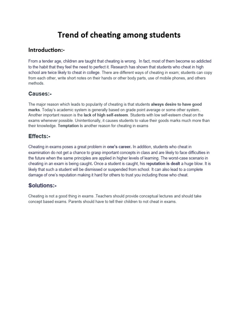 Trend of Cheating Among Students | PDF