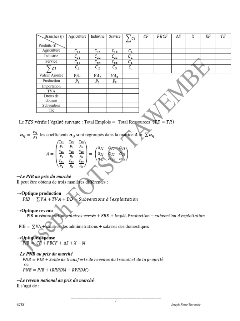 Calcul du PNB et PIB en comptabilité | PDF | Produit intérieur brut ...